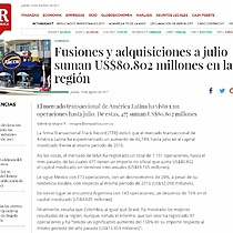 Fusiones y adquisiciones a julio suman US$80.802 millones en la regin